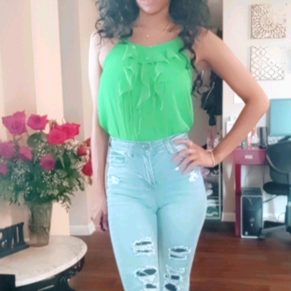 Green sheer tank top
